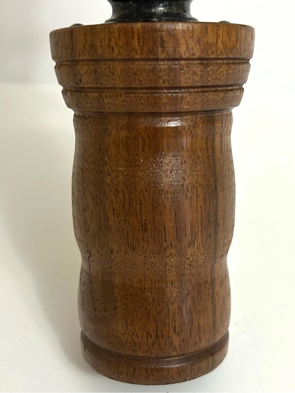 Vtg Manual Wood Pepper Mill with Antique Brass Mechanism - Brown